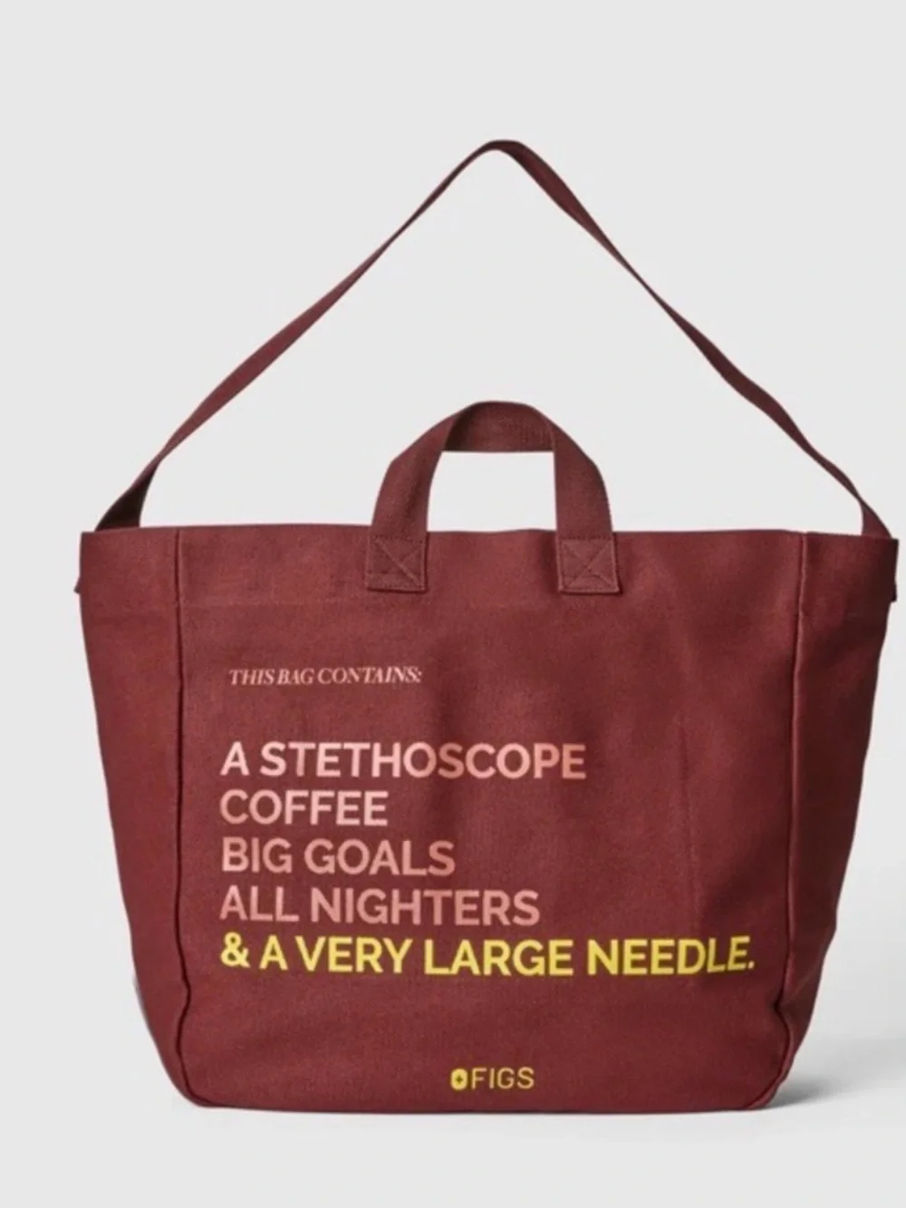 FIGS “walnut” A Very Large Needle” Tote Bag NWT